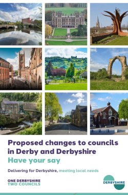 'One Derbyshire, two councils' information booklet front cover
