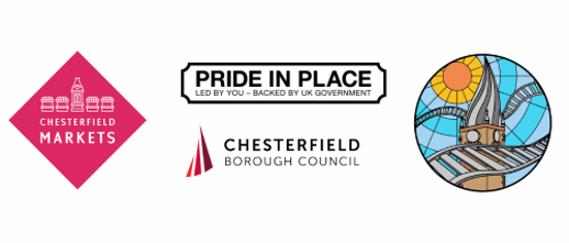 Chesterfield Markets logo, Chesterfield Borough Council logo and Pride in Place logos