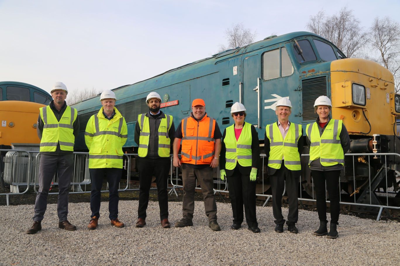 Representatives from Stepnell, Chesterfield Borough Council and Barrow Hill Roundhouse on site