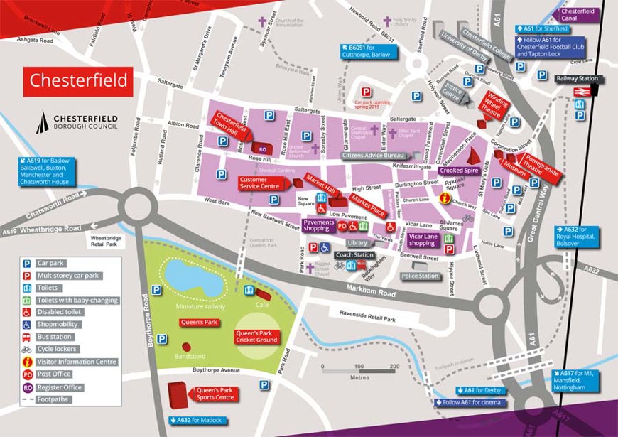 Map of Chesterfield Town Centre
