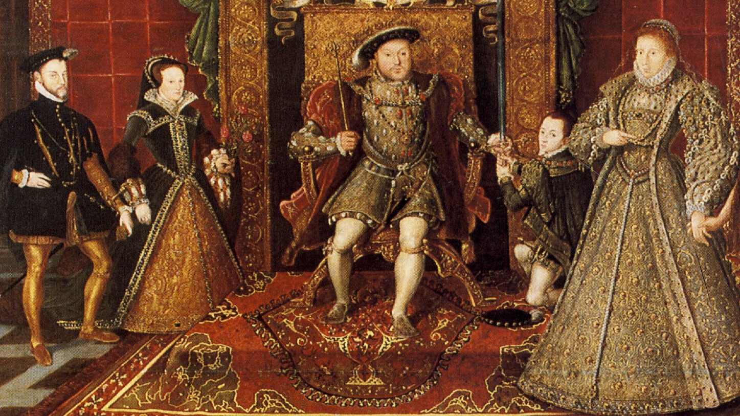 Edward VI and Elizabeth I, King Henry VIII, and Mary I and Phillip II of Spain