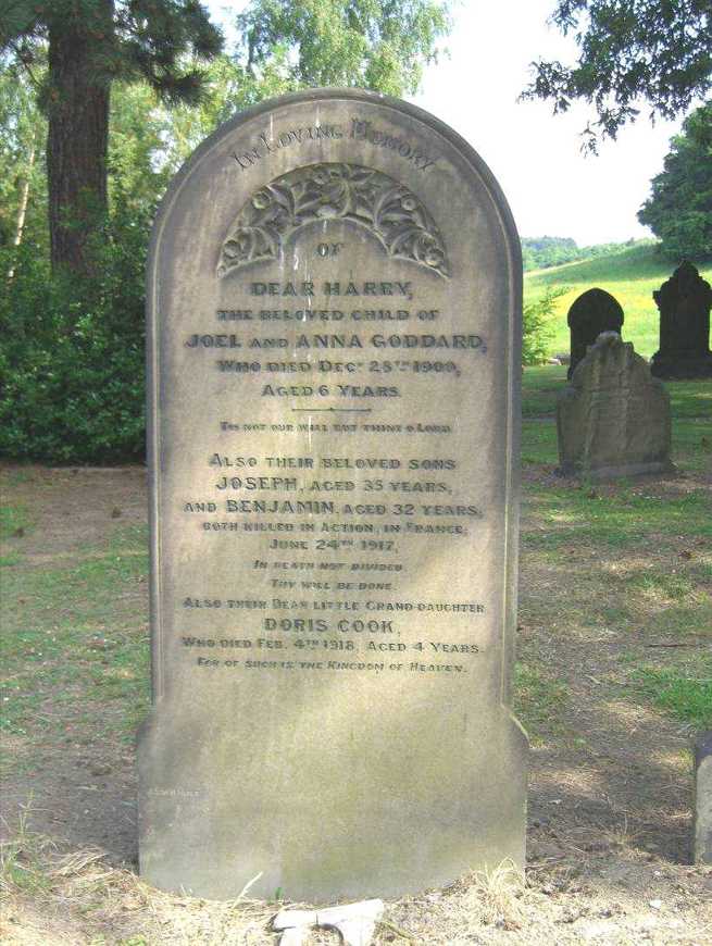 Spital Cemetery gravestone of Harry Goddard and siblings