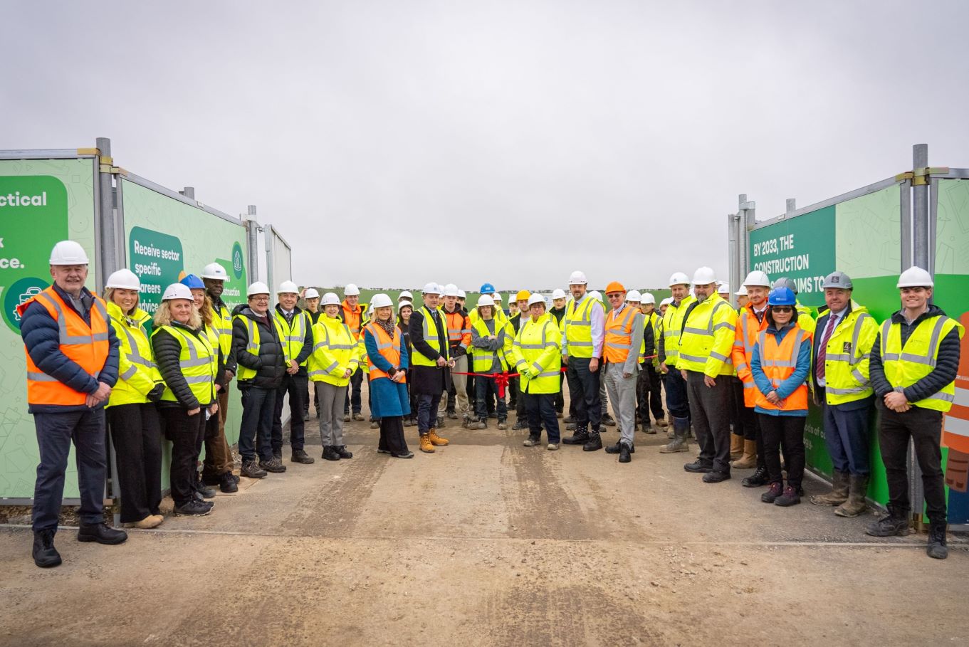 Representatives from the Devonshire Group, Chesterfield College, the University of Derby, Chesterfield Borough Council, and Toby Perkins MP, along with students who have been studying at the Hub.