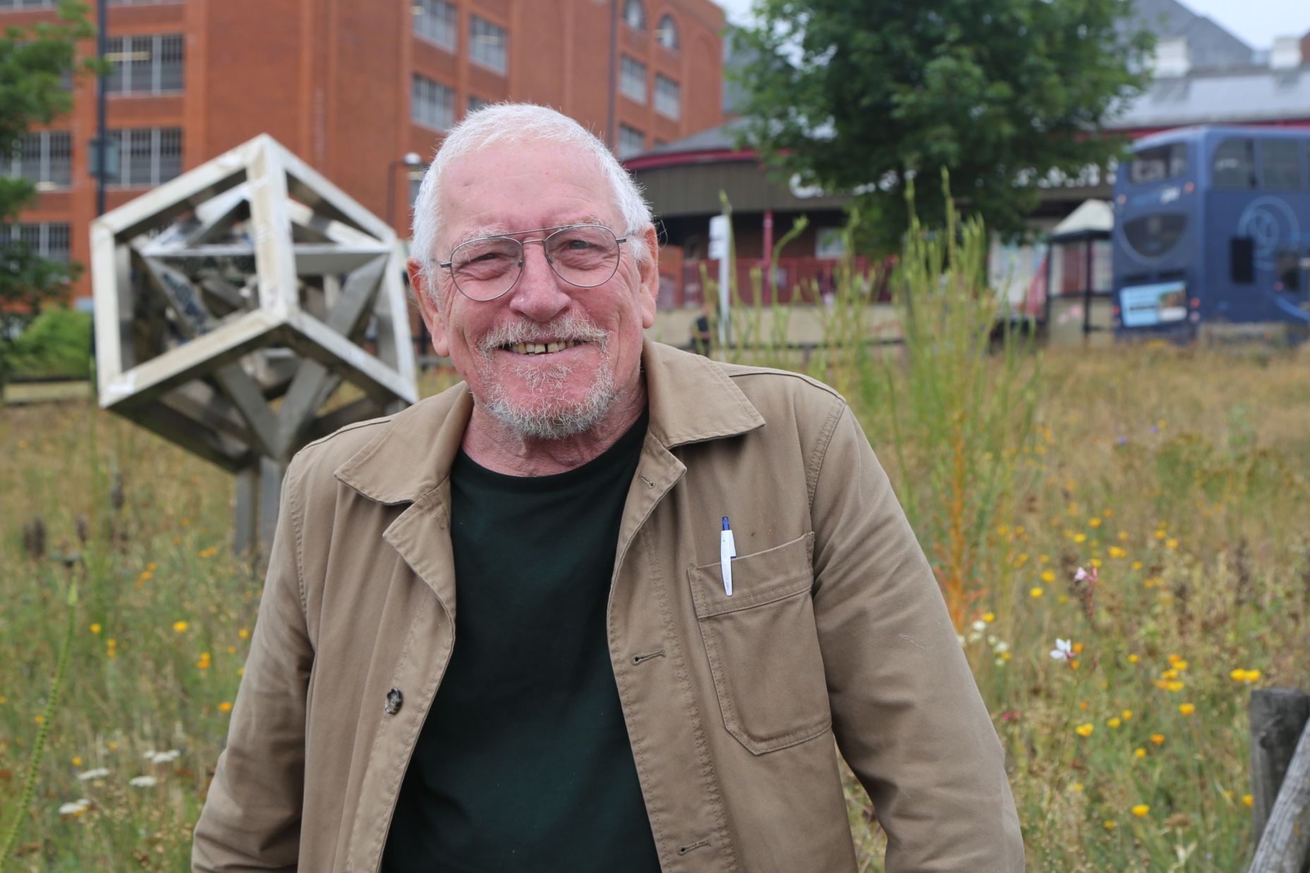 Cllr Martin Stone at one of the borough's pollinator pockets