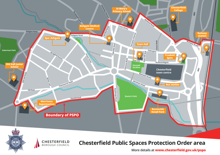 Extended Town Centre public spaces protection order (PSPO) map
