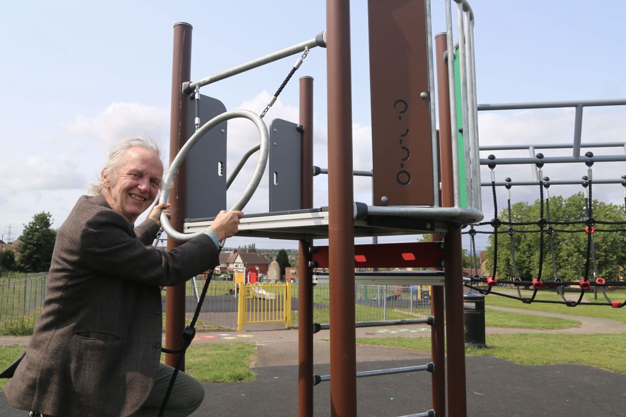 Councillor Steve Lismore at Wickins Place play area