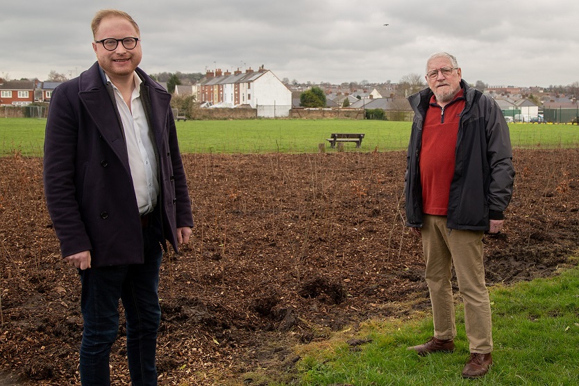 Councillor Davies and Councillor Stone visited the new Miyawaki project in Pearson park