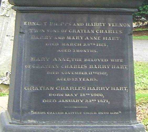 Spital Cemetery gravestone of Francis Henry Hart's grandsons