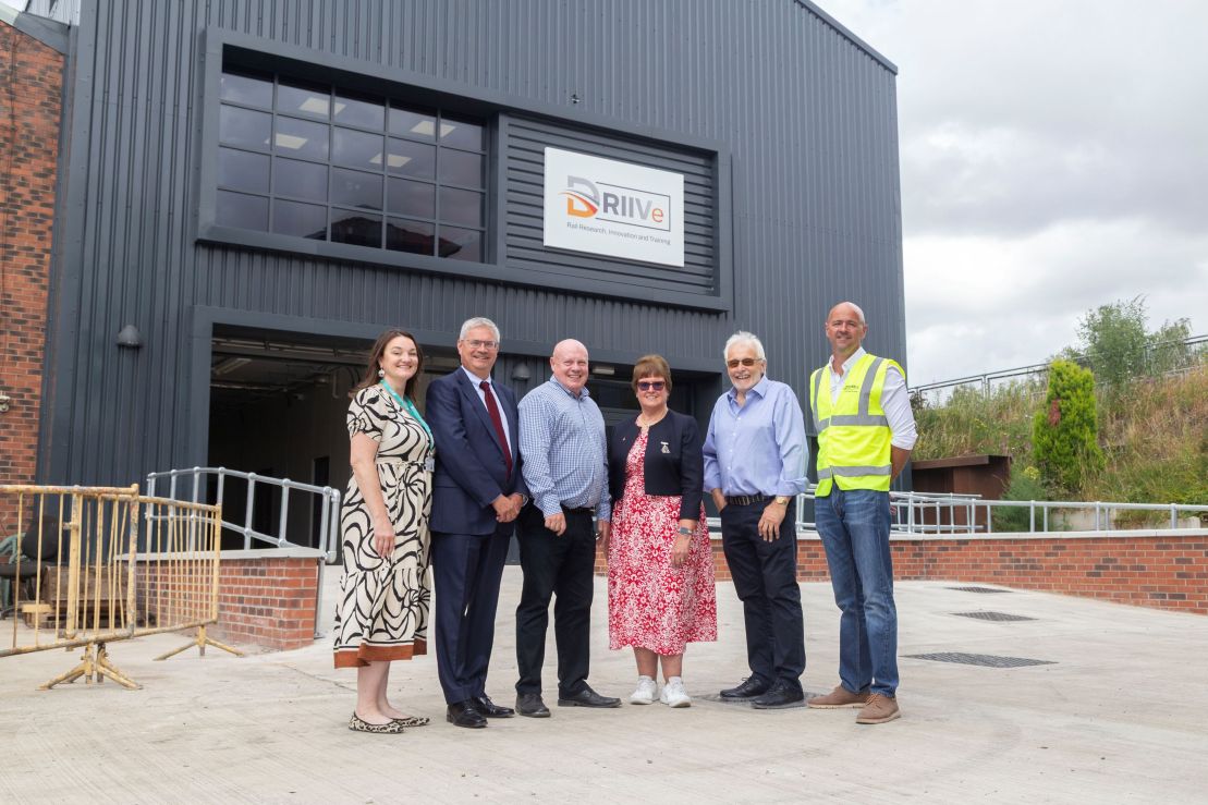Representatives from each of the partner organisations outside of the Derbyshire Rail Industry Innovation Vehicle